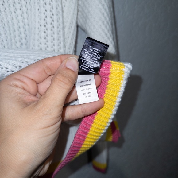 New Torrid White Stripe Pointelle Open Knit Boxy Hoodie Sweater Size 2X - Picture 8 of 9